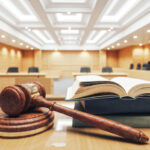 Courtroom, Gavel And Law Books